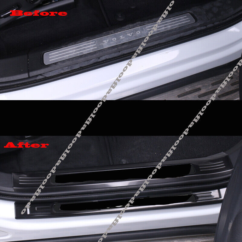 for Volvo S60 2019-23 Black Door Sill Scuff Plate Guard Protector Cover Trim 8x