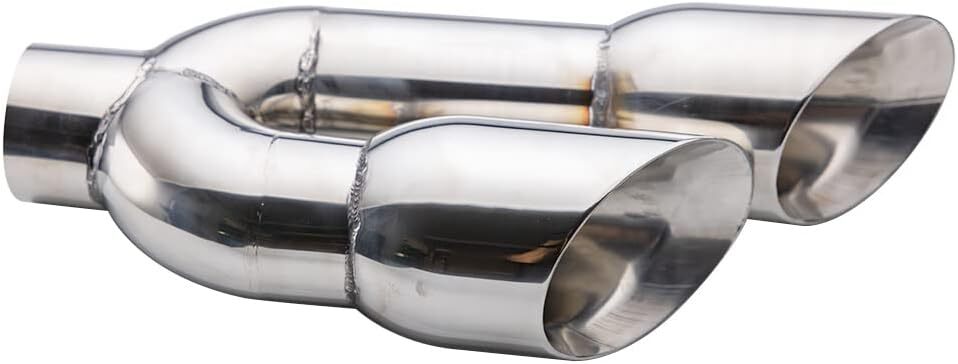 Pair 80mm 3'' ID Exhaust Tip Dual Exhaust Tips Slant Tailpipe 4 OD 16 Length