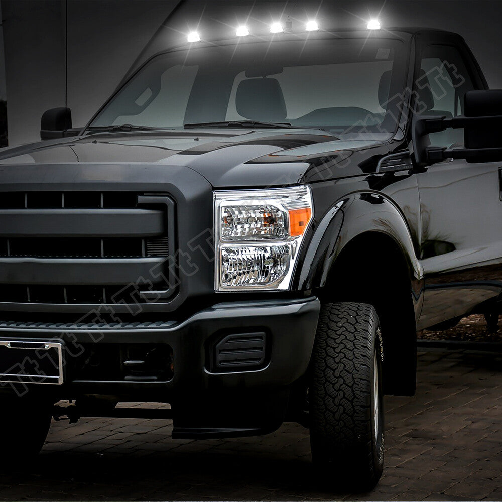 White LED Cab Roof Marker Running Lights For 1999-2016 for Ford F250 F350 Super Duty