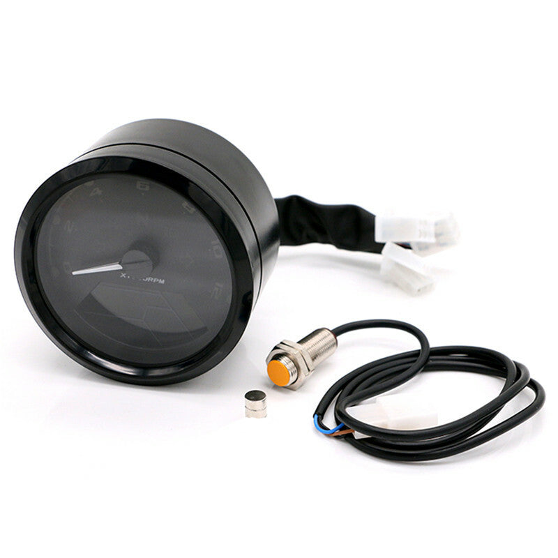 Motorcycle LCD Digital Tachometer Speedometer Odometer 12000RPM for 2-4 Cylinde