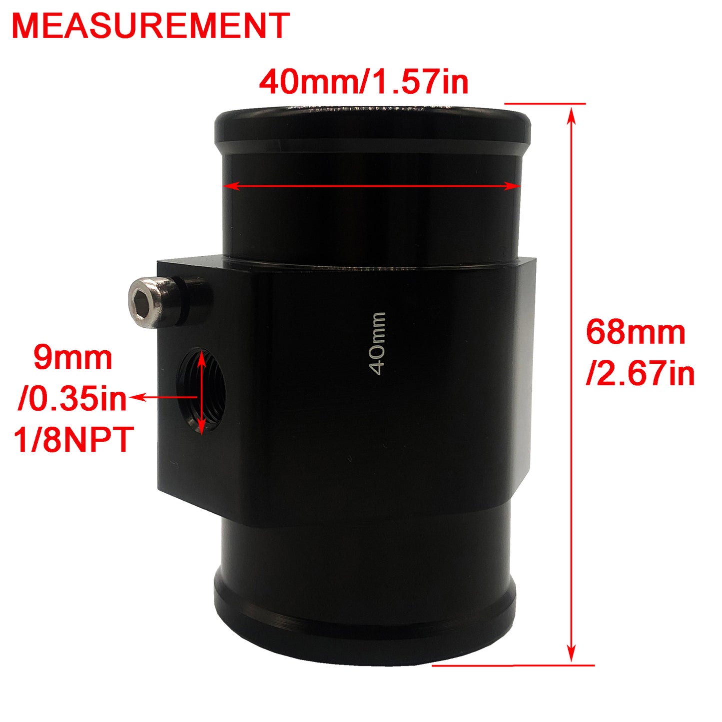 40mm Radiator Sensor Adapter For Water Coolant Temp Gauge Adaptor W/Hose Clamps