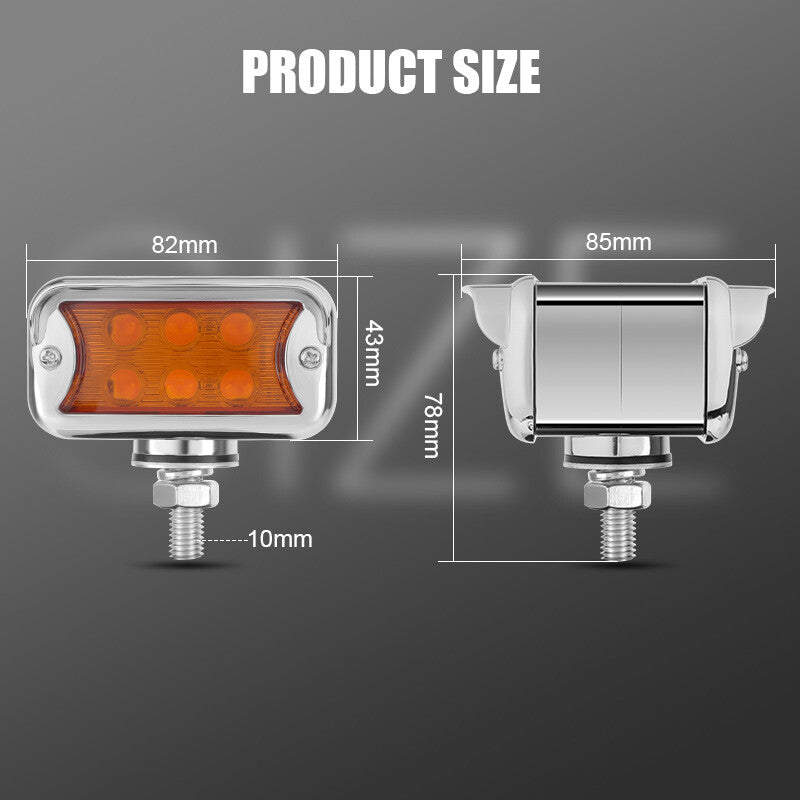 2x 12 LED Dual Face Trailer Fender Side Marker Light Turn Signal Lamps Red Amber