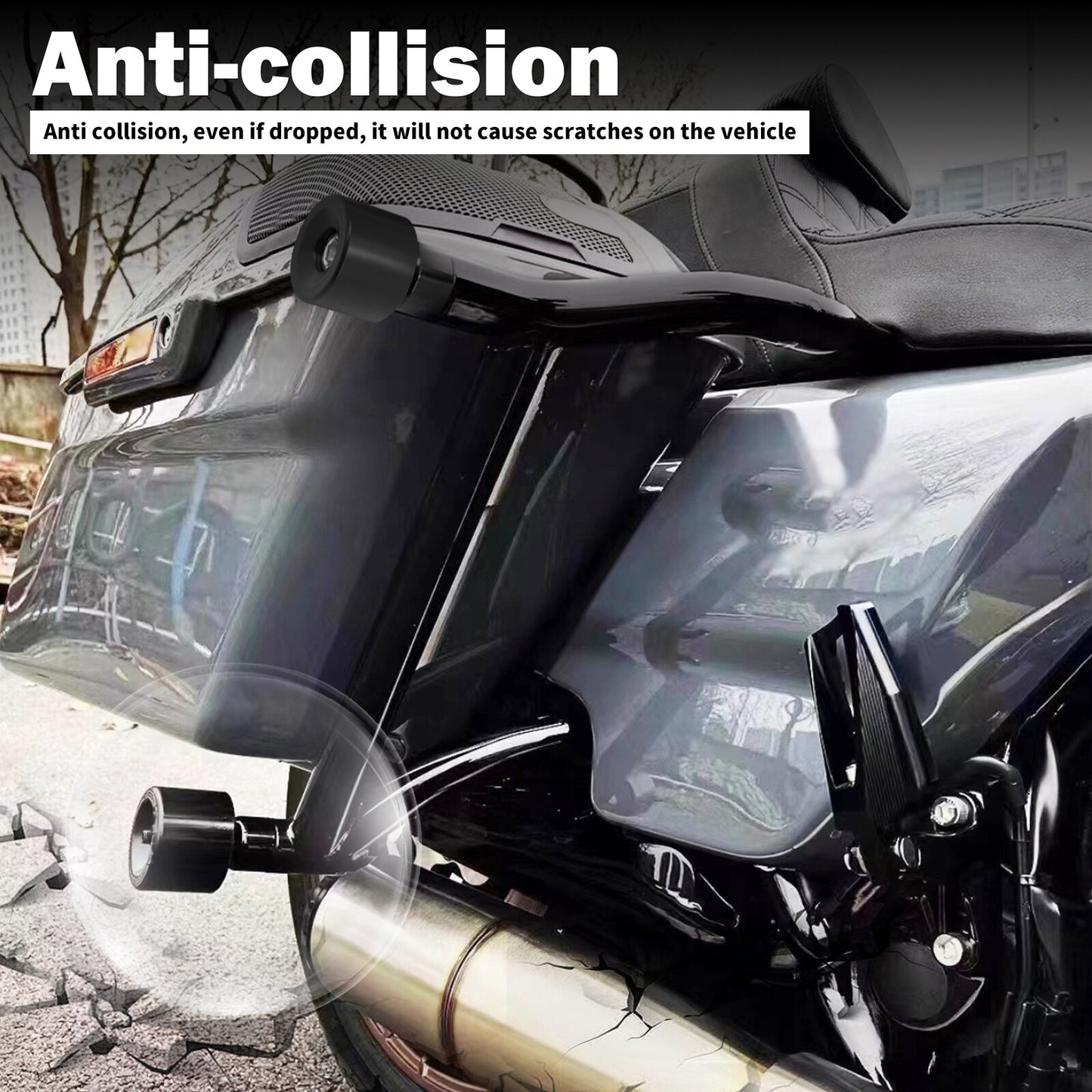 Saddlebag Guard Crash Bars w/ Black Guard Ball for Harley Road Electra Glide 09+