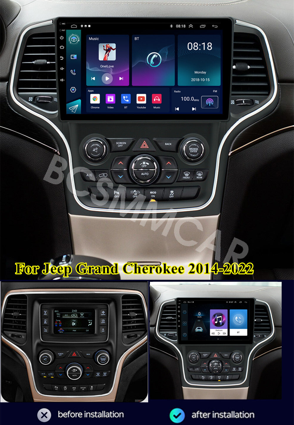 10.1 Android 13 Car Radio GPS Navigation Fit for Jeep Grand Cherokee 2014-2022