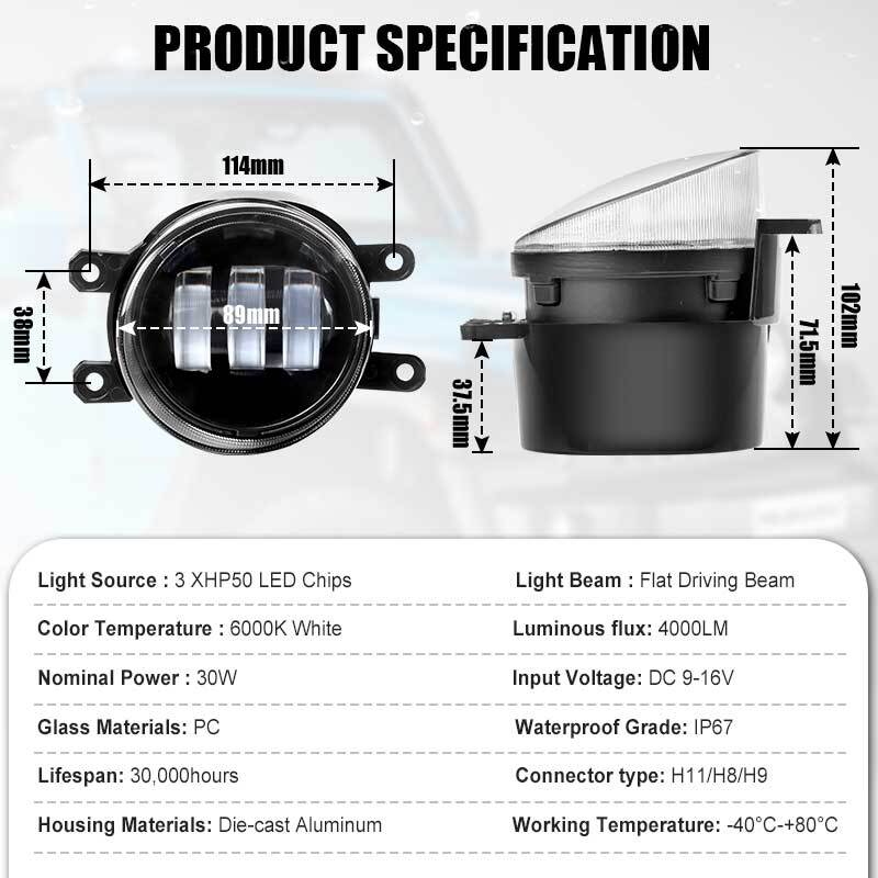 Pair 3.5LED Fog Lights Bumper Driving Lamp for Toyota for Camry 4Runner for Lexus RX350
