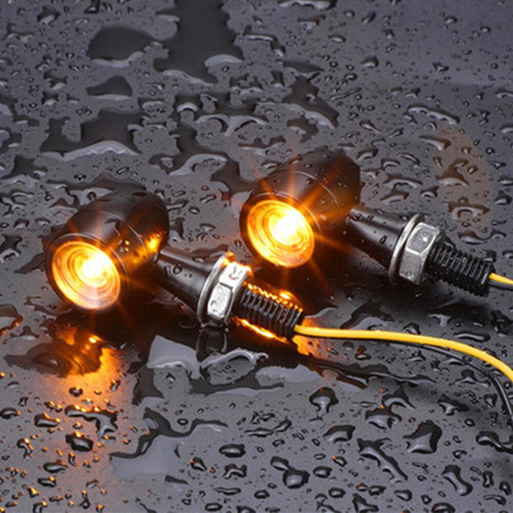 4-Piece LED Black Motorcycle for Mini Turn Signal Lights Flashing for Bobber Cafe Racer
