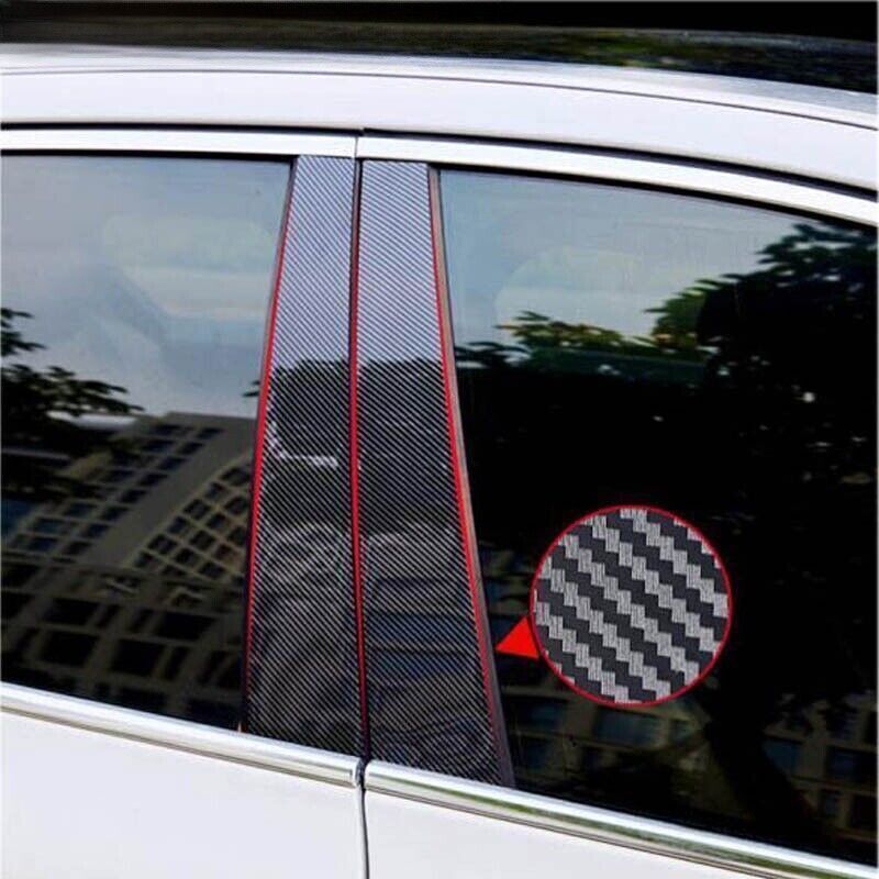 Carbon Fiber Look Pillar Posts Door Window Molding Trim for Honda Accord 13-2017