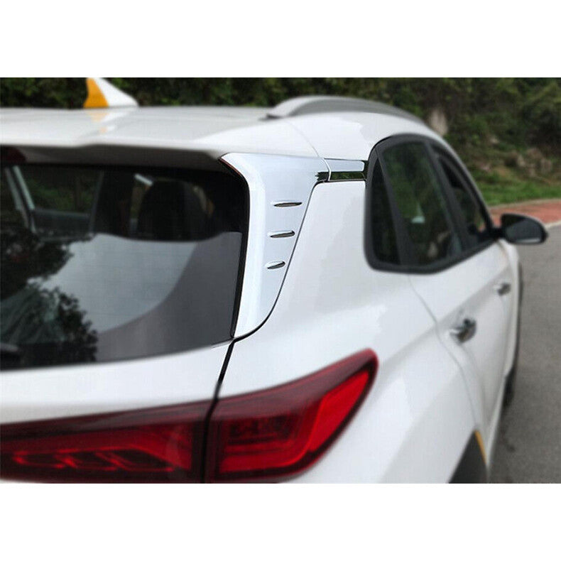 for Hyundai Kona 2018-2023 Chrome Rear Trunk Side Pillar Cover Spoiler Trim 4pcs
