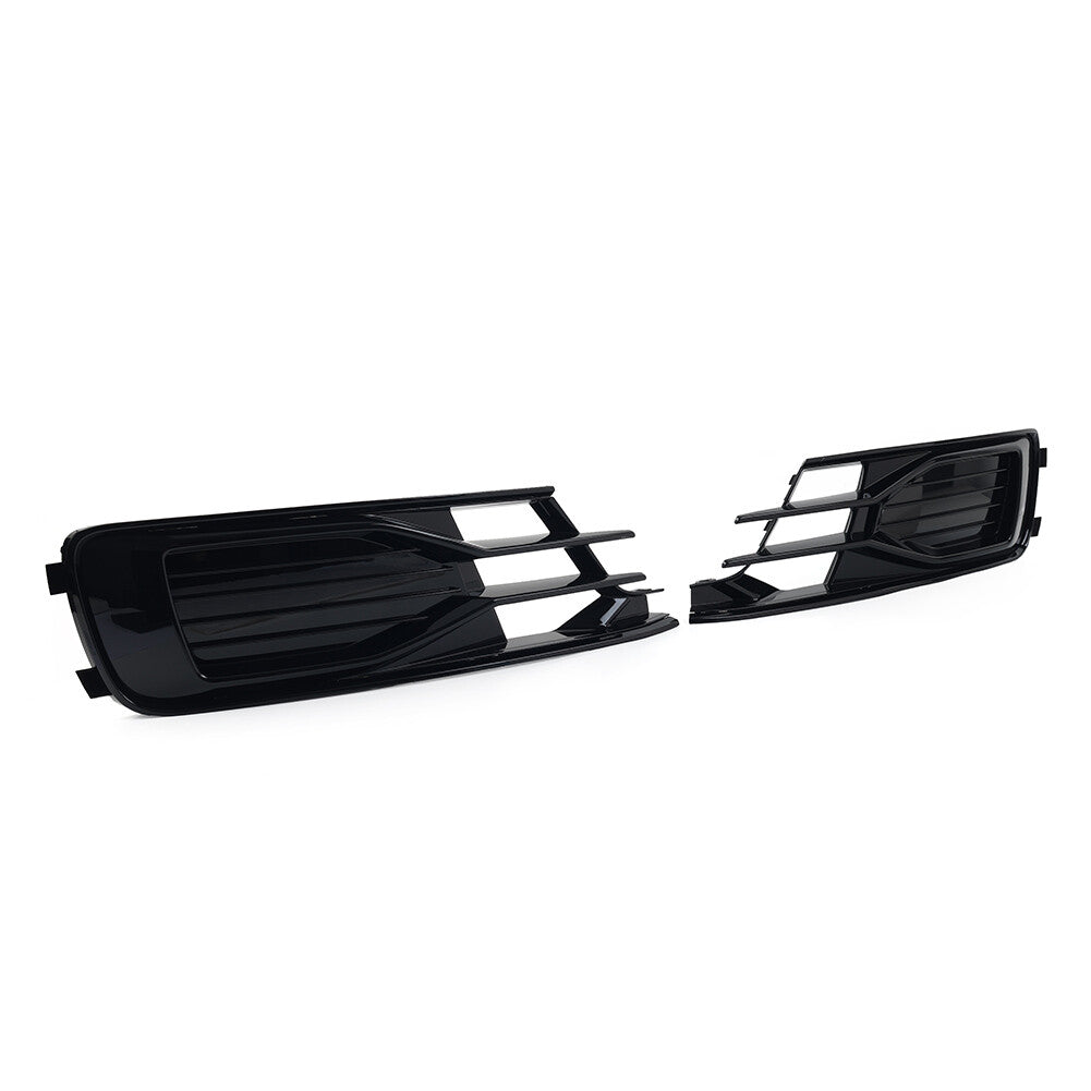 Black Front Lower Bumper Grille Fog Light Grill Cover for Audi A6 C7 2014-2018