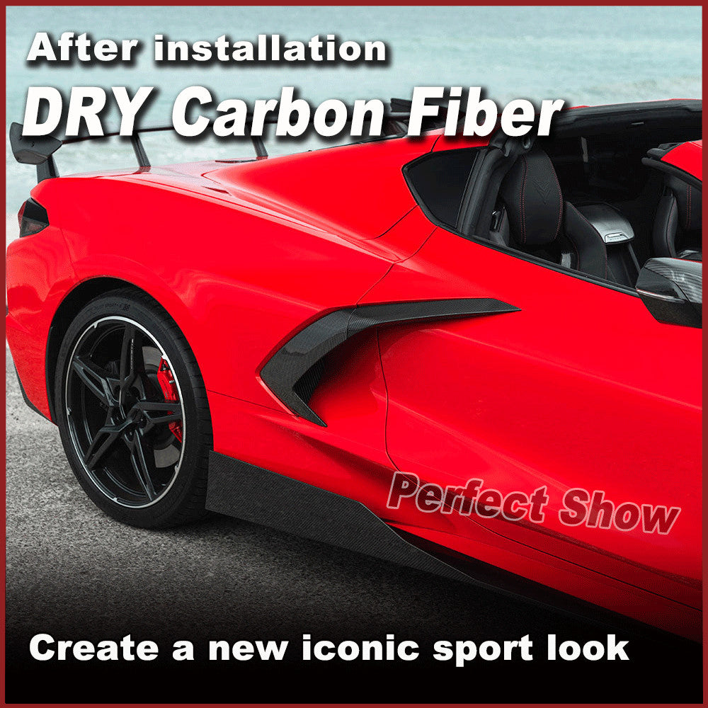for Chevrolet for Corvette C8 DRY CARBON Engine Intake Side Vents Inlets Door Scoop