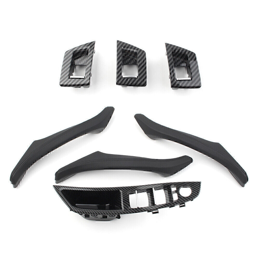 7X Door Trim Pull Handle Real Leather Carbon Fiber for BMW 5 series F10 F11 F18