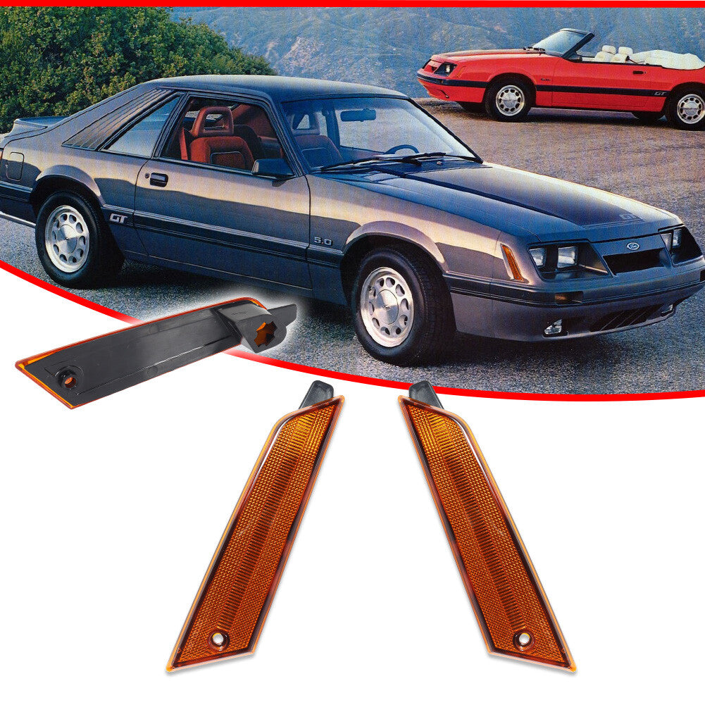 Amber Protective Cover for Ford for Mustang 1979-1986 Front Bumper Side Marker Light Reflectors