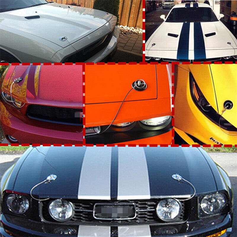 Hood Pins Kit Hood Pin Lock Plate CNC Aluminum Car Racing Appearance Kit Black
