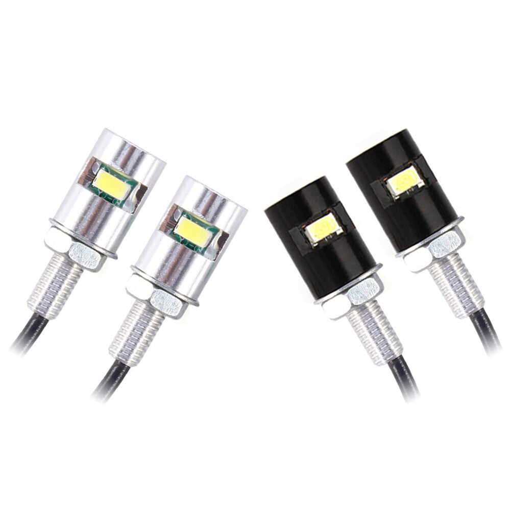 2xLED White Turn Signal Indicator Blinker Light Black License Plate