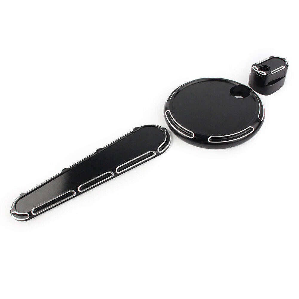 Fuel Gas Tank Door Dash Track Insert Ignition Cap Set for Harley Touring 2014-18
