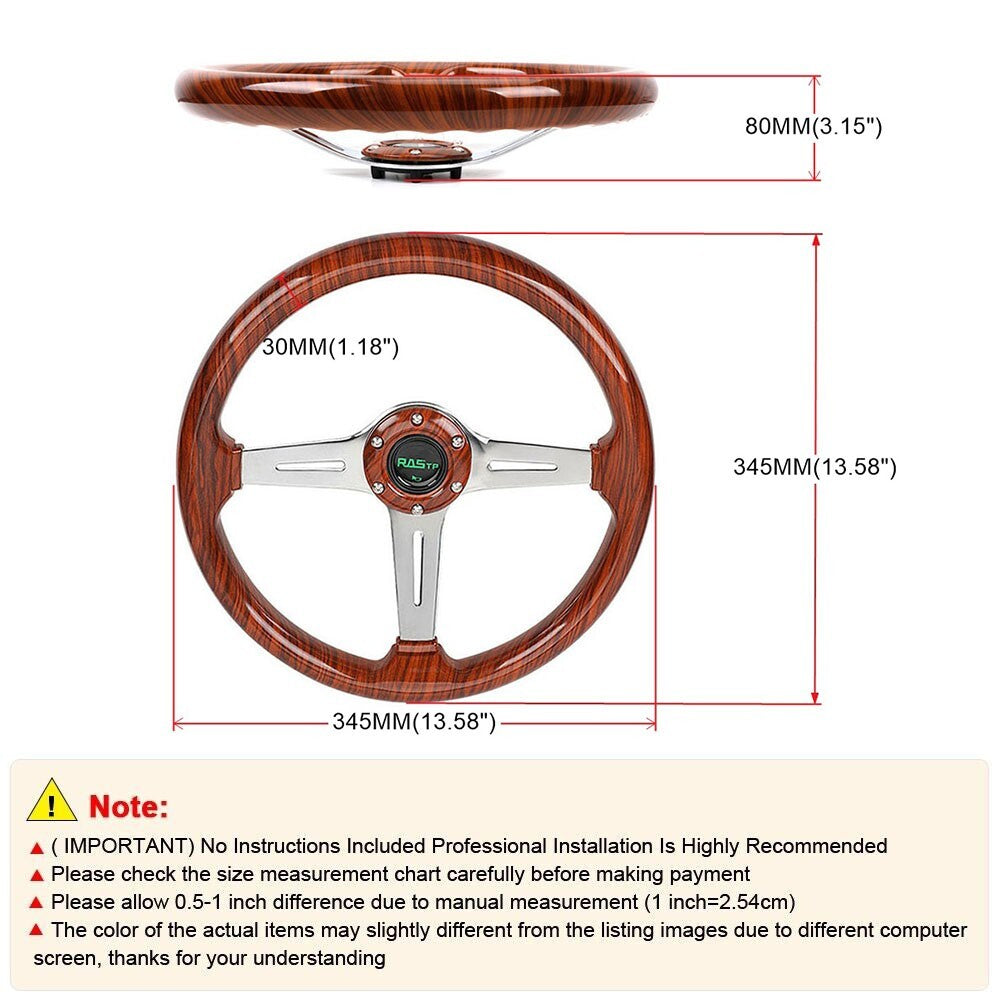 345MM Acrylic Wood Grain for Golf Cart Steering Wheel for EZGO/Club Car/ for Yamaha etc.