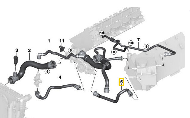 Coolant overflow hose 17127509966, suitable for BMW 04-06 X5 4.4i