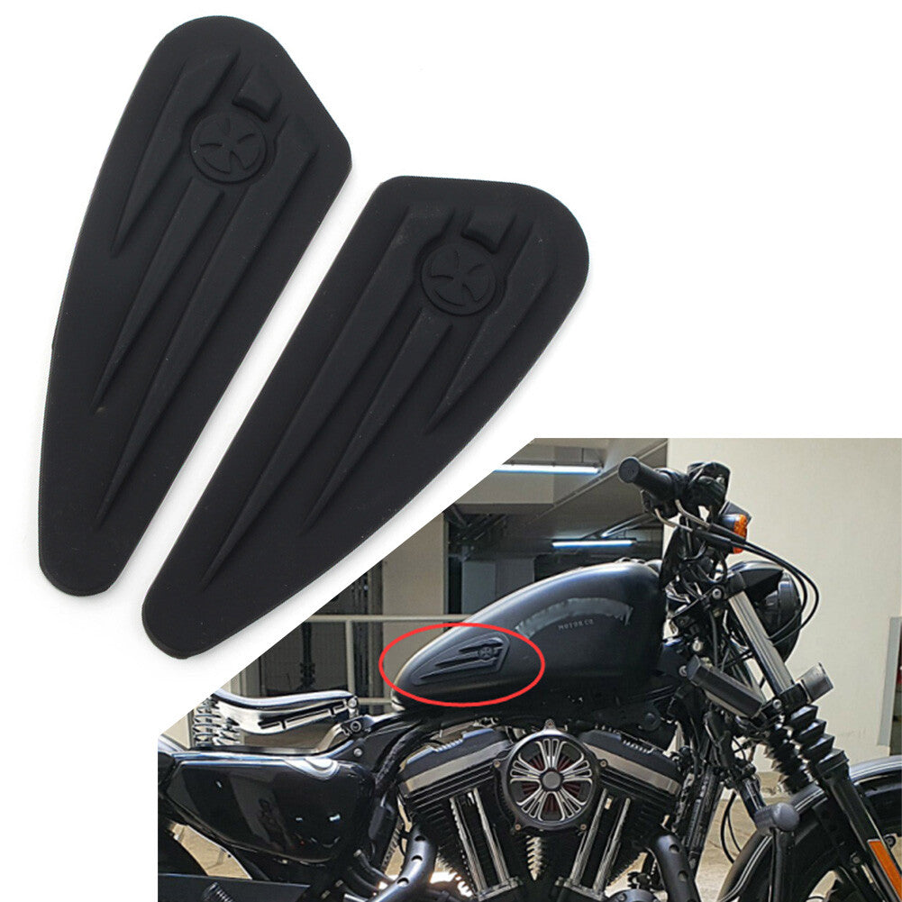 Rubber Fuel Gas Tank Knee Pads Decals Stickers Fit for Harley Softail Dyna Sportster