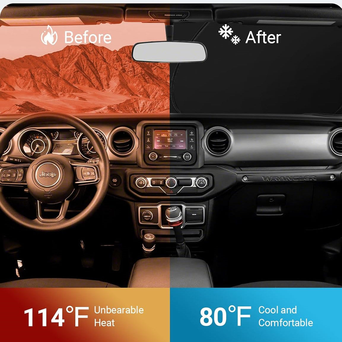 For 20-25 for Jeep Gladiator Windshield Sun Shade Front UV Block Cover Accessories