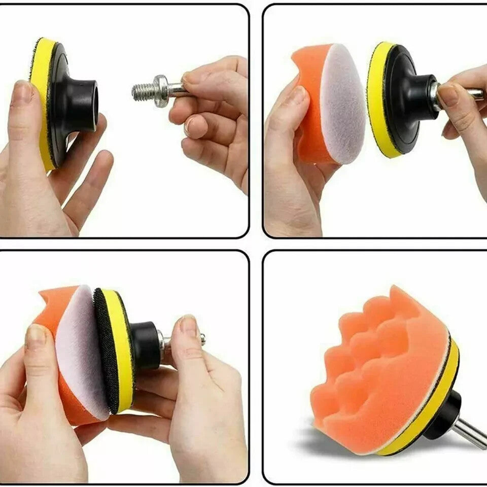 11-Piece 3-inch Car Polishing Pad Polishing Drill Sponge Kit Waxing Foam Polisher