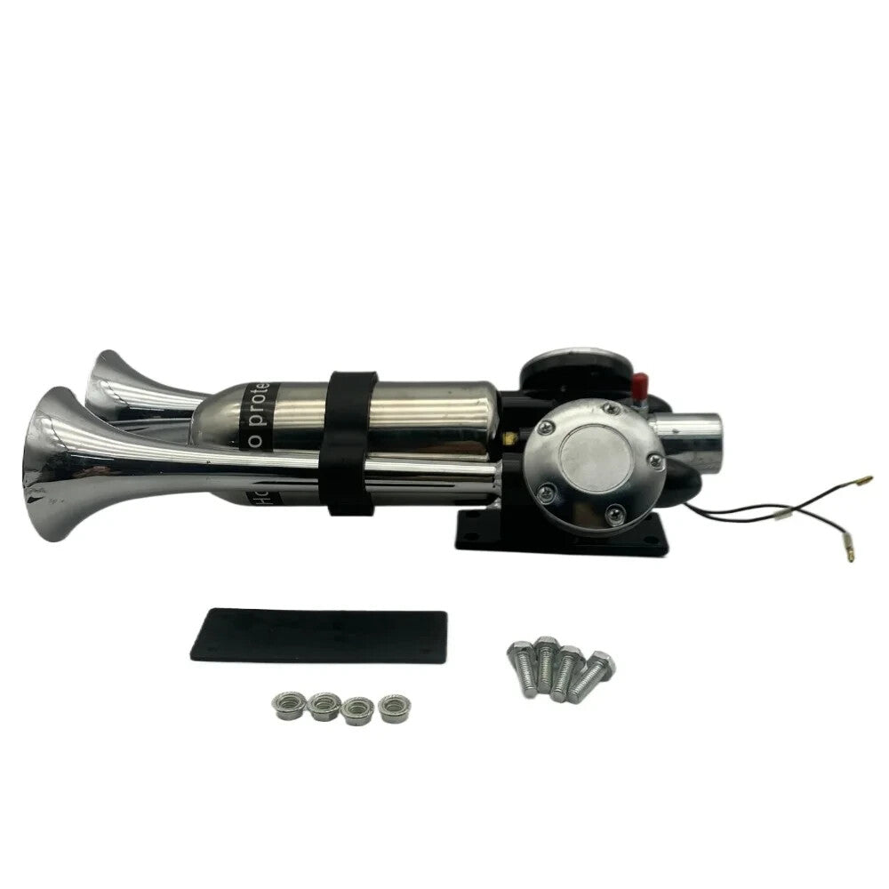 12V/24V 105dB Super Loud Dual Trumpets Air Horn Kit for Semi or Large Truck