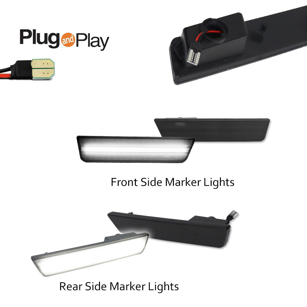 Smoke Lens Upgrade with White LED F R Side Marker Lights for Dodge for Challenger 08-14