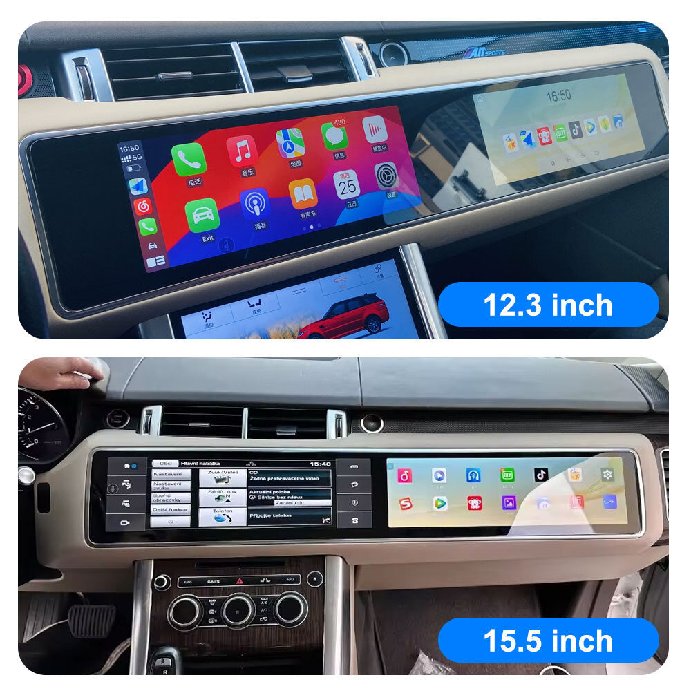 Car stereo 12.3 + 12.3 inch for Range Rover Sports 2014 - 2019: Radio, GPS, Navi, CarPlay.