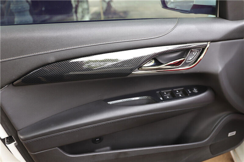 for Cadillac ATSL 2014-17 ABS Carbon Fiber Inner Door Panel Strip Cover Trim 4P