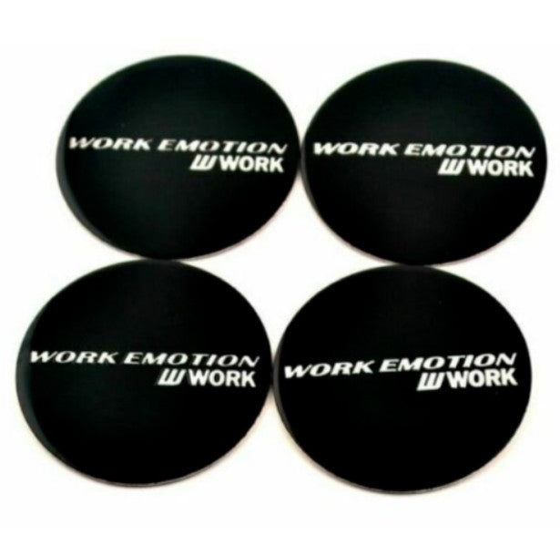 4-Piece Set of 45mm Black Work Emotion Wheel Center Stickers and Rim Edge Stickers - New Arrival