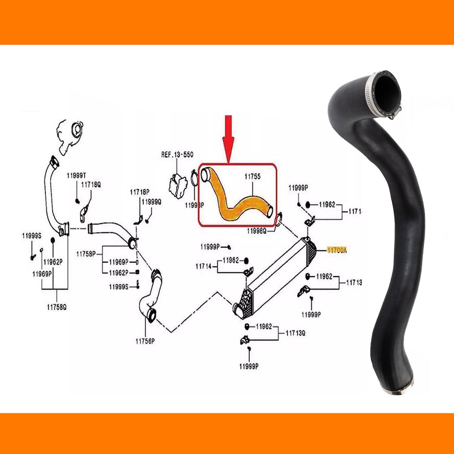 1X NEW Turbo Intercooler Hose 1505A568 for Mitsubishi Outlander 2.2Di D 150Hp AU