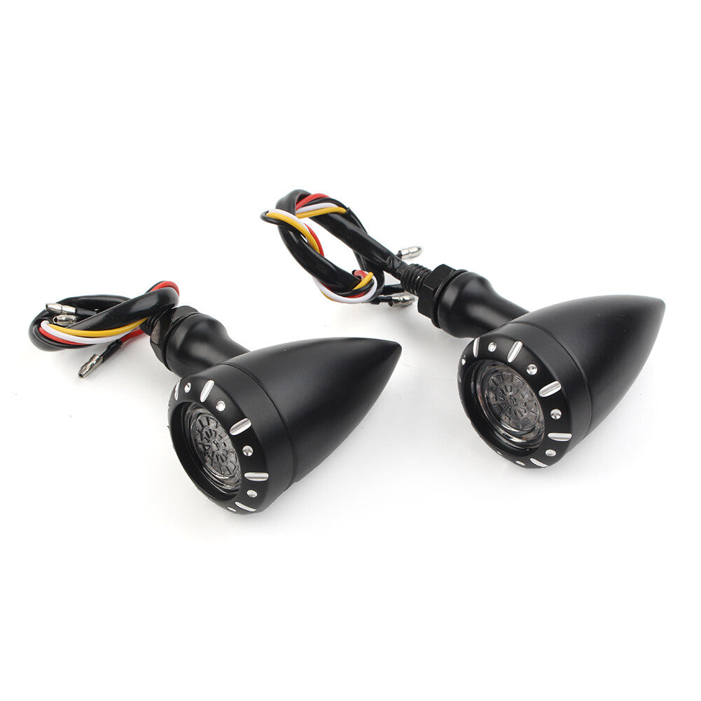 Motorcycle LED Red/Amber Brake Blinker Turn Signal Tail Light for Harley Black