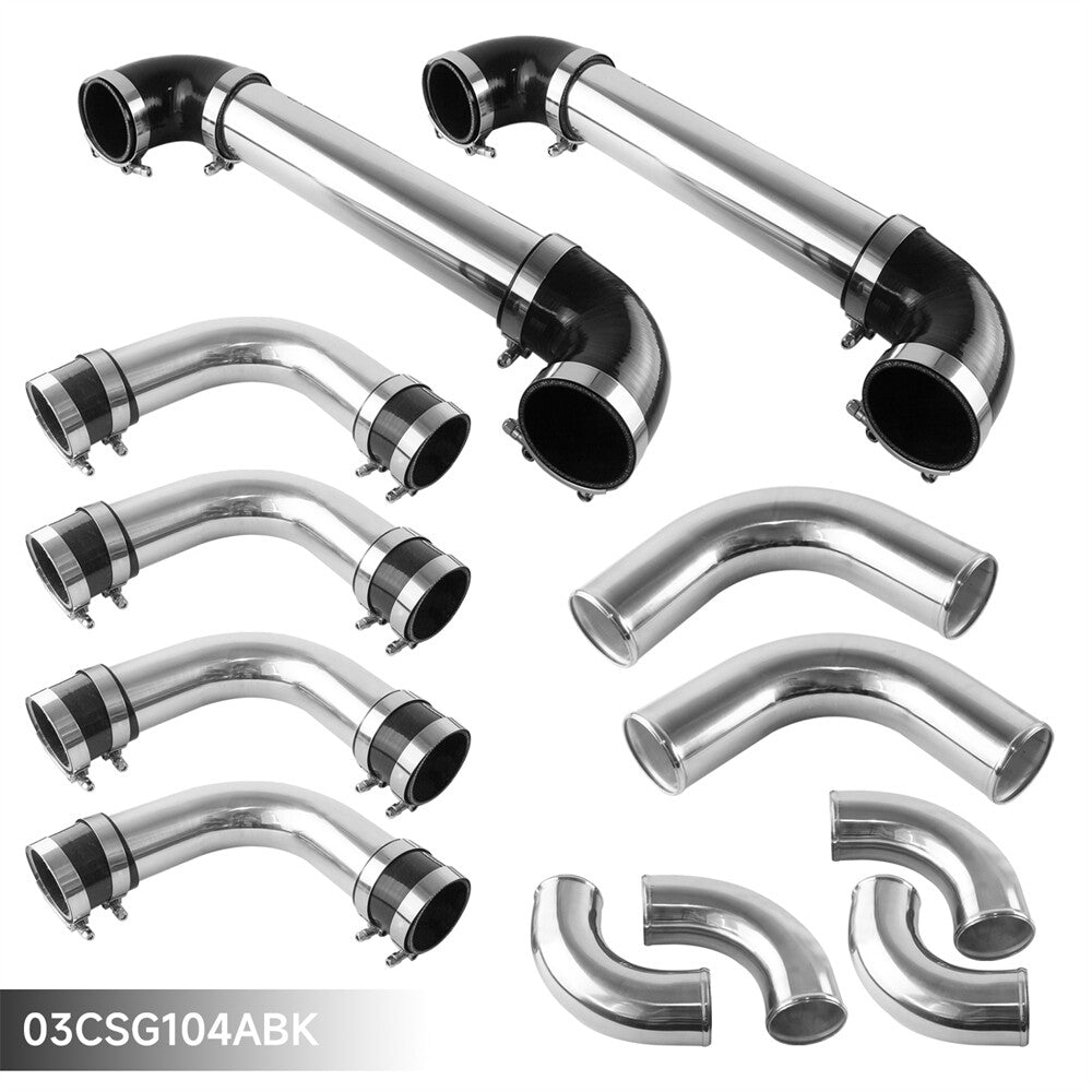 12PCS 3 76mm Universal Turbo Intercooler Pipe Piping+Silicone Hose Clamp Kit