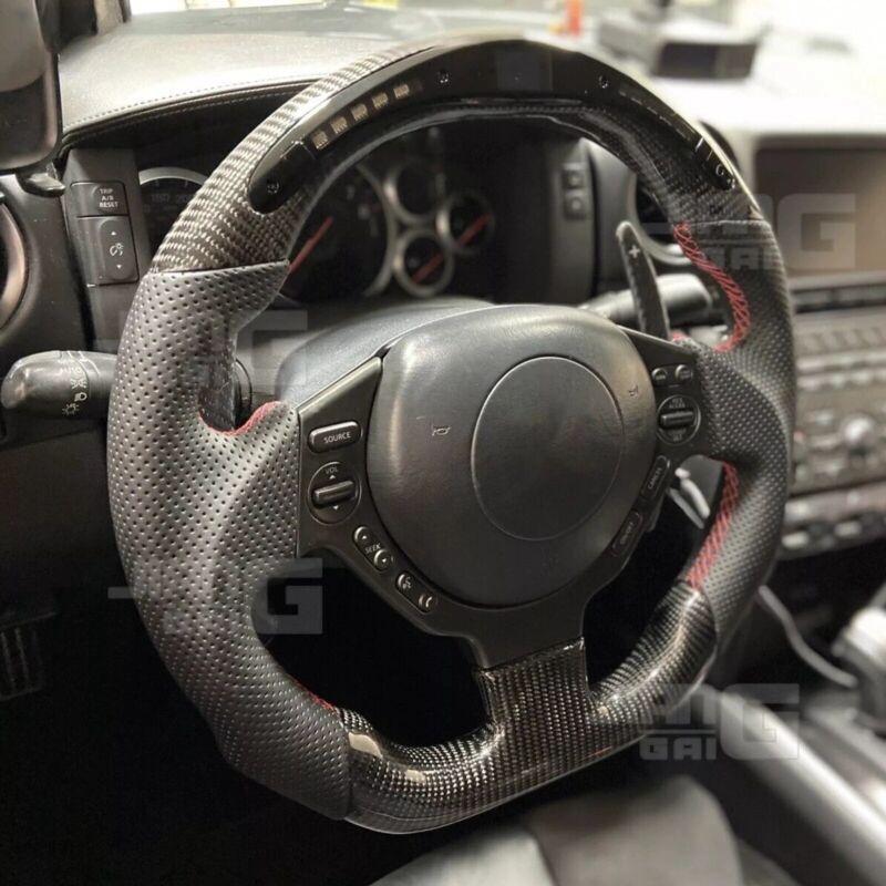 Real LED Carbon Fiber Perforated Steering Wheel Fit for Nissan GTR R35 2007-2016