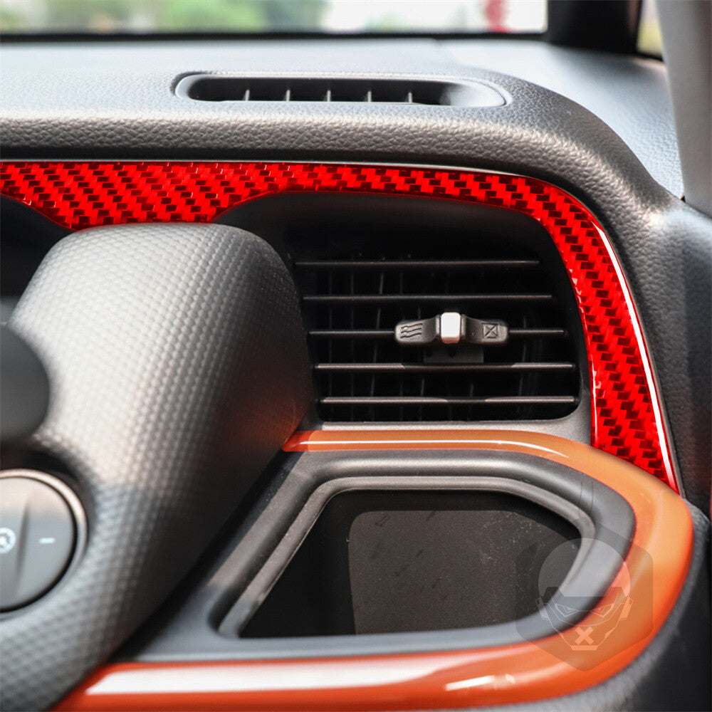 for Honda Fit 2020-2022 Red Carbon Fiber Center Console Dashboard Panel Trim RHD