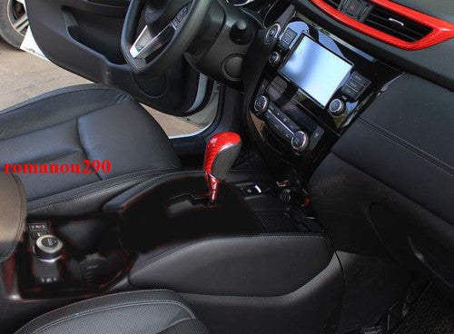 for Nissan Rogue 2014-2020 ABS Red Carbon Fiber Color Gear Shift Knob Cover Trim