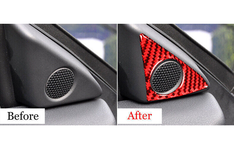 A Post Speaker Frame Cover Trim Fit for Nissan GTR R35 09-16 Red Carbon Fiber