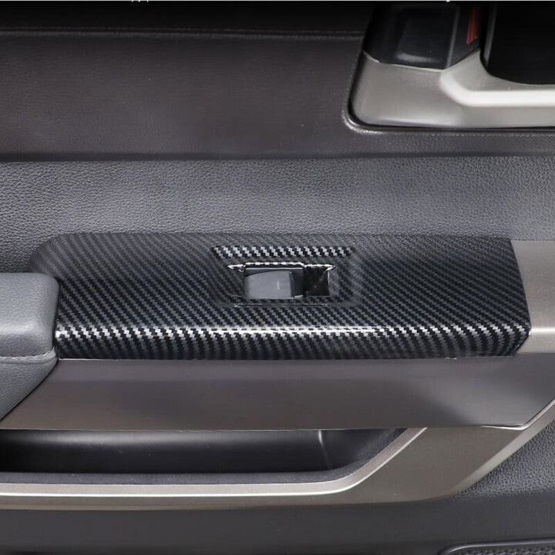 4P Carbon Fiber Window Switch Panel Cover Trim for Toyota Tundra 2022-2024
