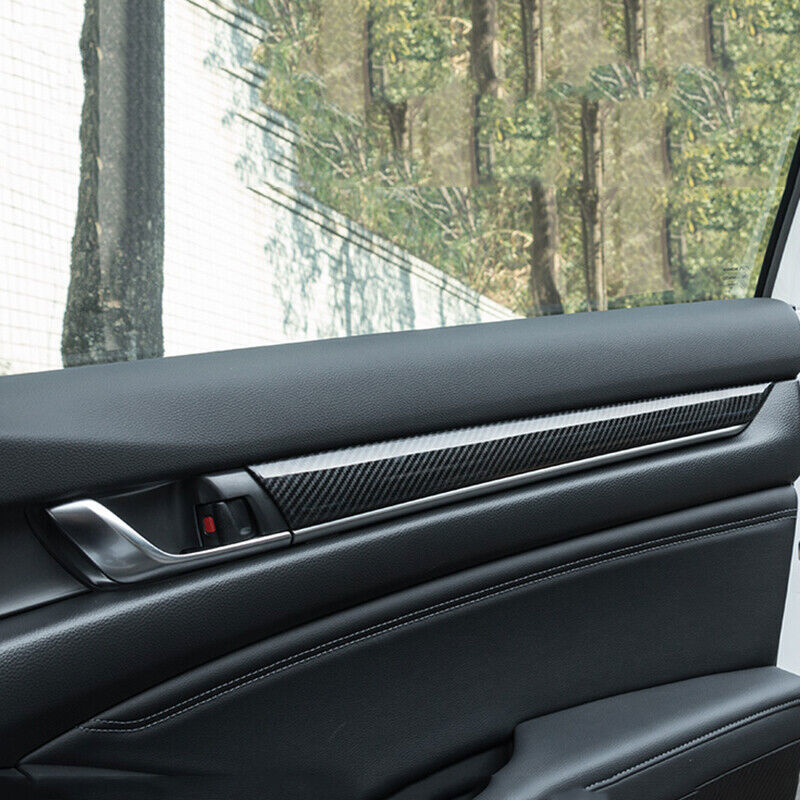 for Honda Accord 2018-2021 Carbon Fiber Black Door Panel Stripes Cover Trim 4pcs