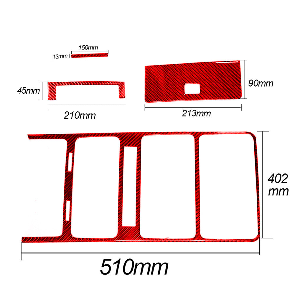 4Pcs Central Console Panel Trim B Carbon Fiber for Dodge Journey 2009-10 SXT Red