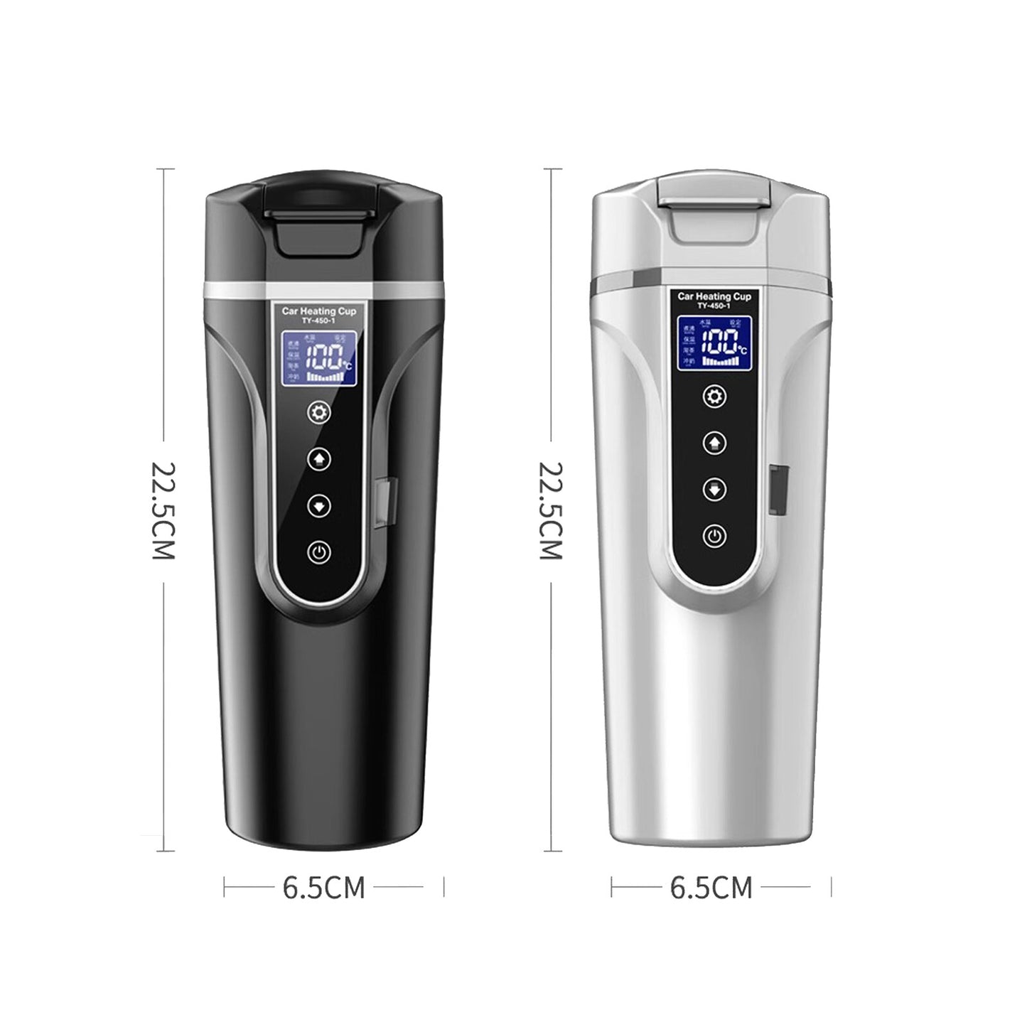 12V-24V Portable Car Heating Cup 304 Stainless Steel Cup LCD Display Temperatune