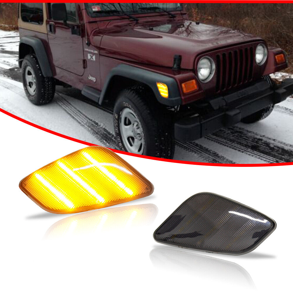 Two smoke amber front fender side marker parking lights for the 1997-06 for Jeep for Wrangler .