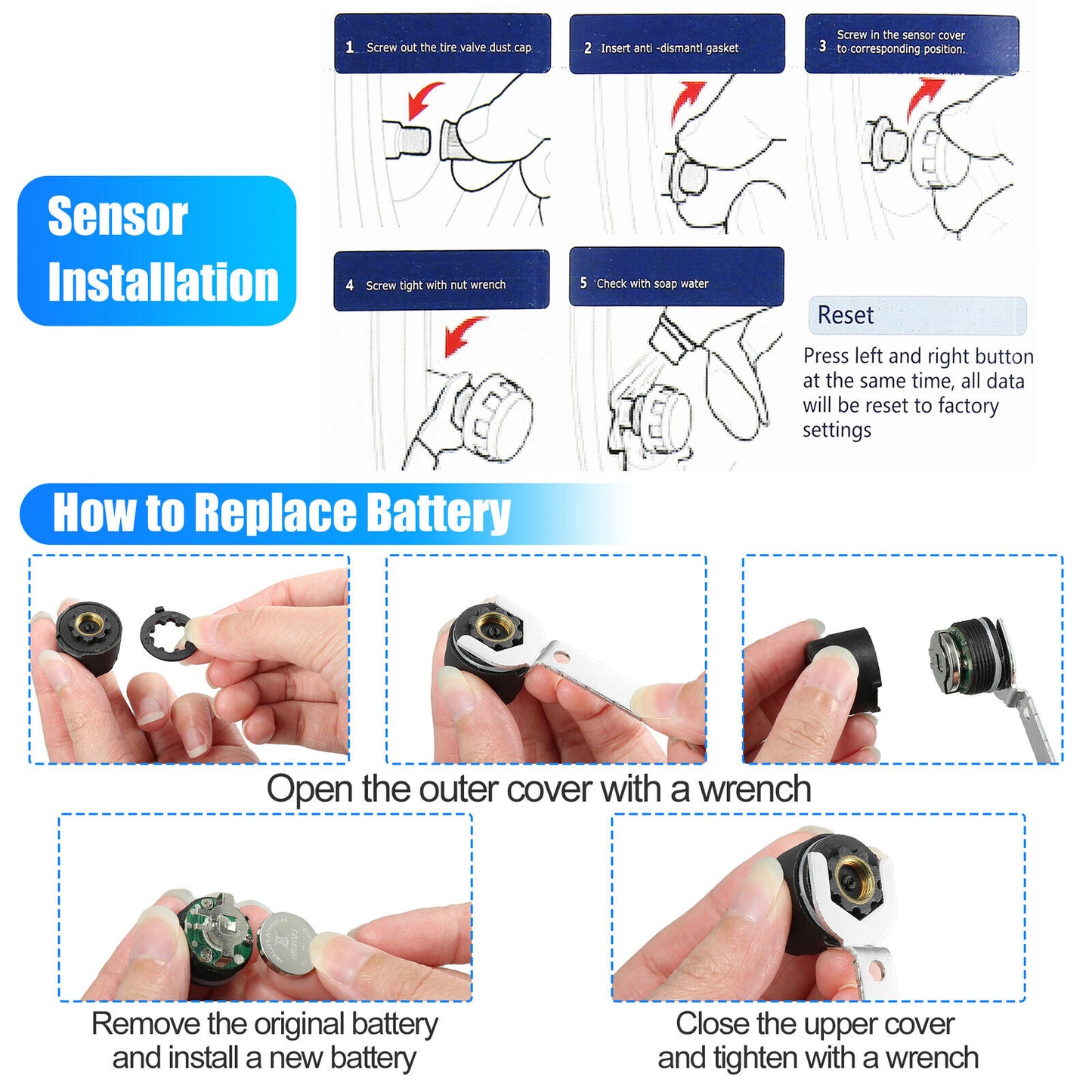 Tire Pressure Monitoring System Kit with 4 TPMS Sensors - TPMS Tire Pressure Monitor