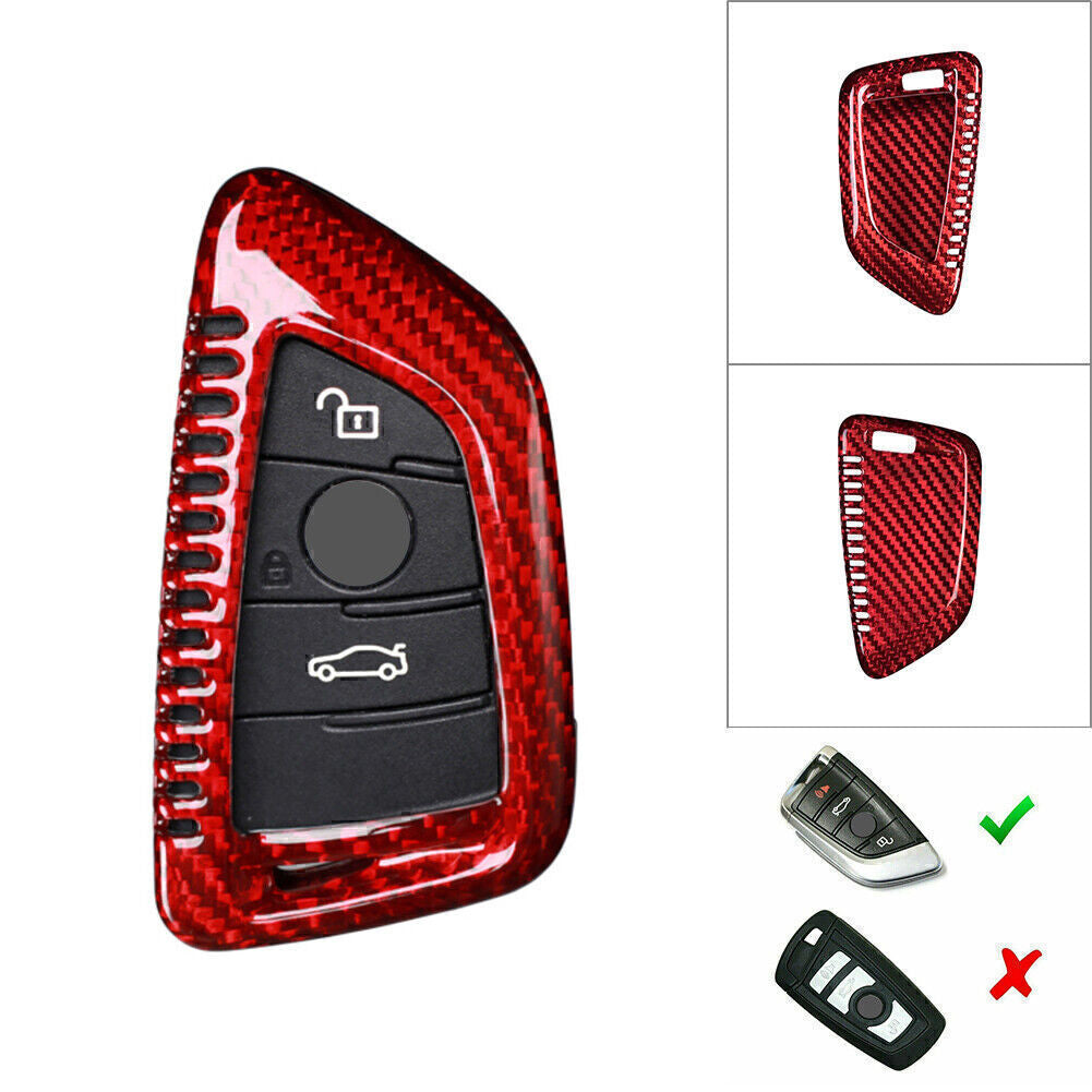 Remote Car Key Shell Cover Carbon Fiber Fit for BMW X1 F48 X5 F15 X6 F165 F45 Red
