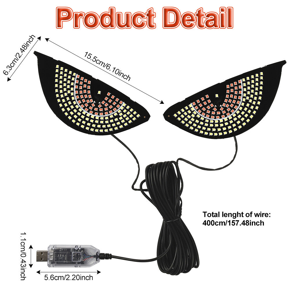 White Devil Eyes Light for Car Rear Window Demon Eye Flicker Road Signal Light
