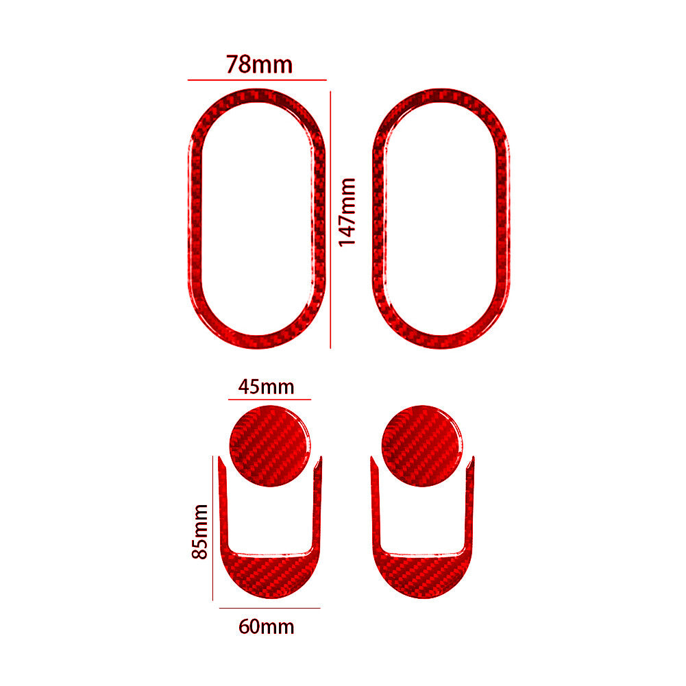 6X Red Carbon Fiber Rear Door Handle Inner Cover Trim for Jeep for Wrangler 2007-10