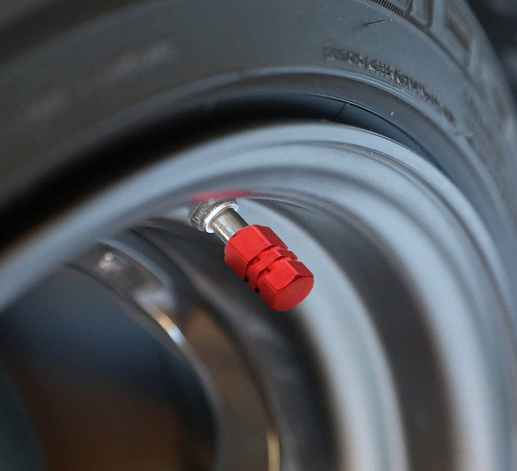 4-Piece Red Hexagonal Car Tire Valve Cover Stem Cover Air Valve Dust Cover for ford