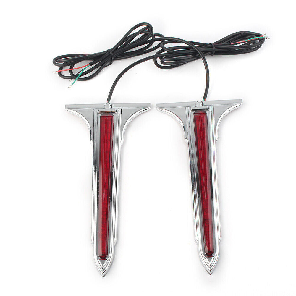 Chrome LED Rear Saddlebag Brake Tail Light Red Lens for Harley Touring Road King