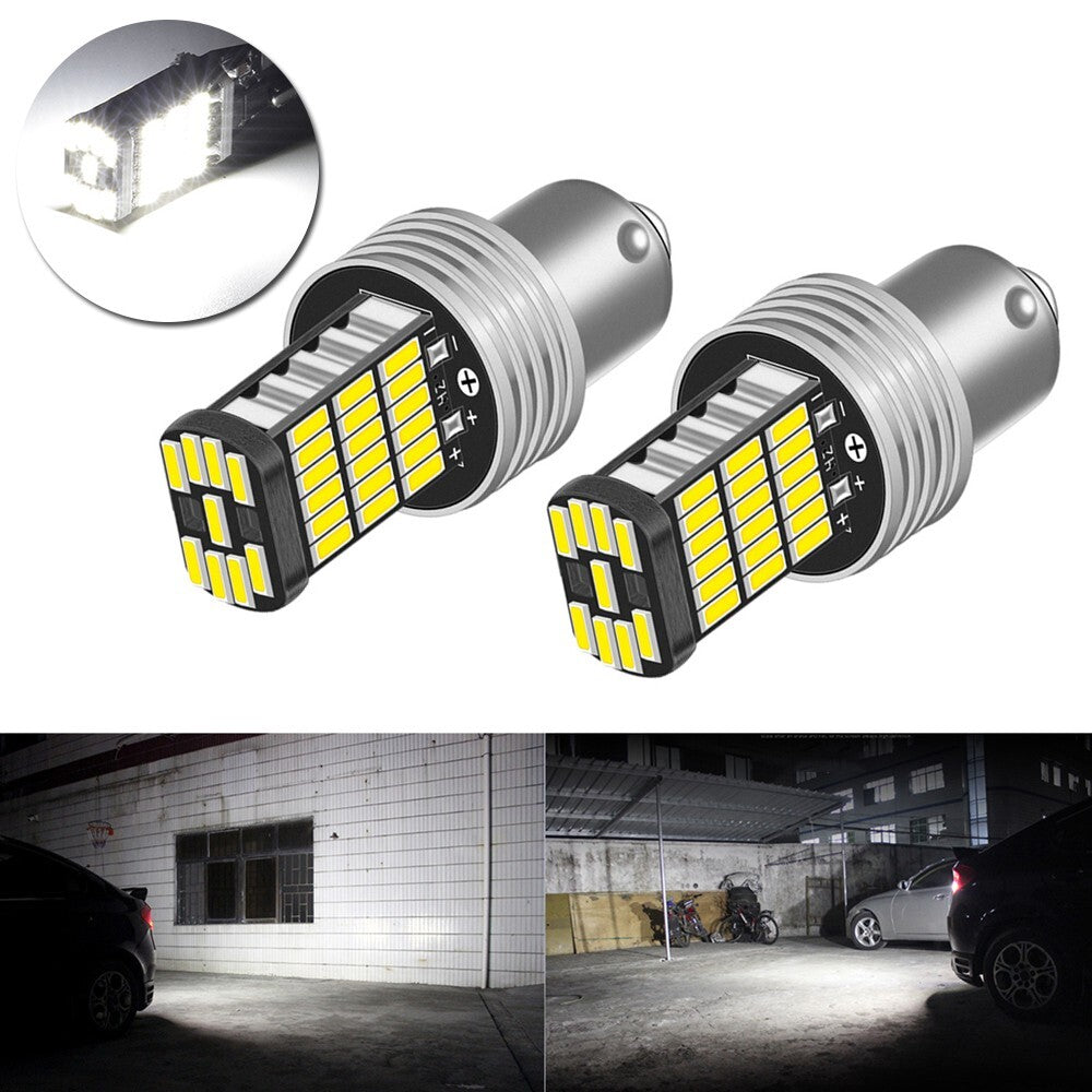 2PCS P-21W 1156 BA15S LED Bulb Car Turn Signal Reverse Brake Light White 12V DC