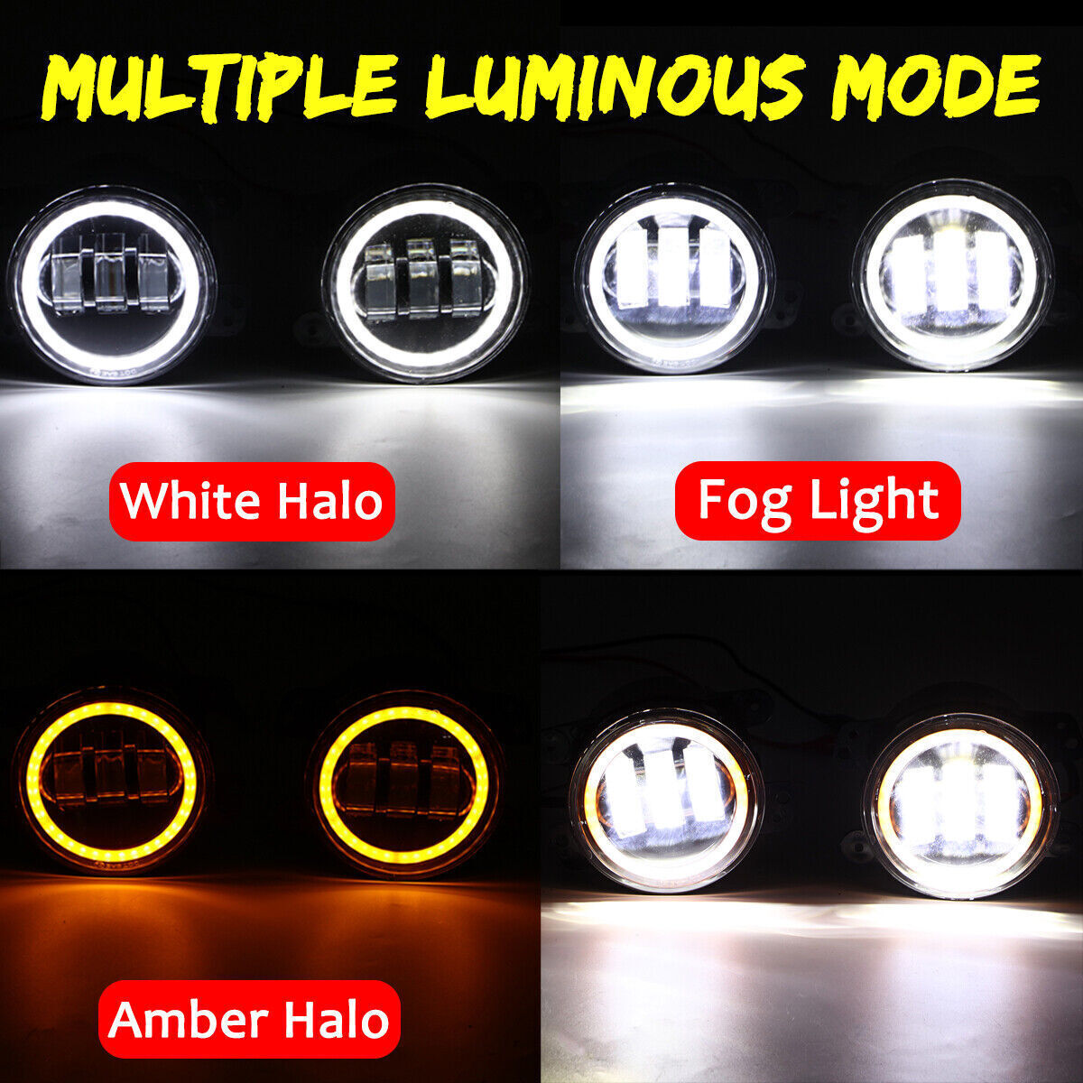 2x 4 Inch 30W LED Fog Lights Driving Lamps White DRL for Jeep for Wrangler JK