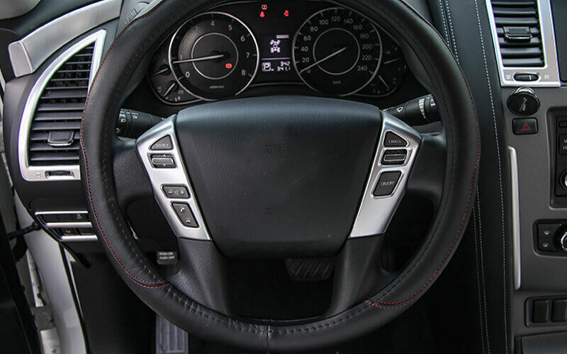2X Steering Wheel Button Frame Trim for Nissan Armada Patrol 17-20 Matte Silver